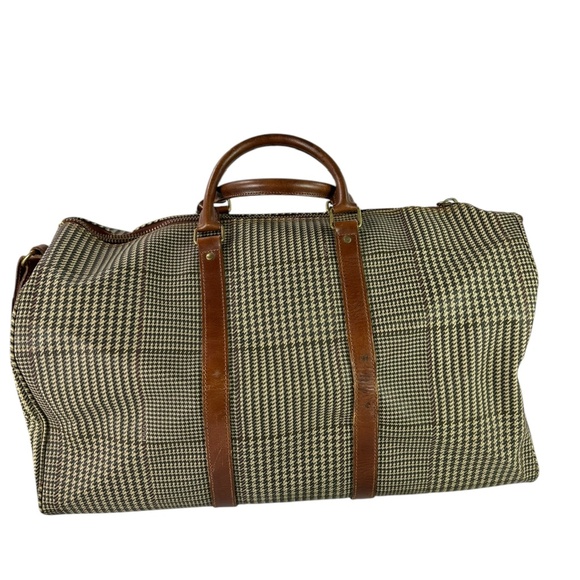 Genuine Vintage POLO RALPH LAUREN Houndstooth Weekender Travel Bag Duffel 90s - Picture 6 of 16